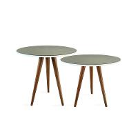 Conjunto Mesa Lateral De Canto Tripé Espelhada Branco - 1