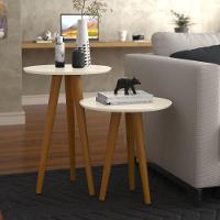 Conjunto Mesa De Apoio E Lateral Sydney Off White - 1