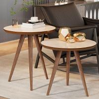 Conjunto Mesa Lateral E Apoio Sala De Estar Off White Freijó - 1