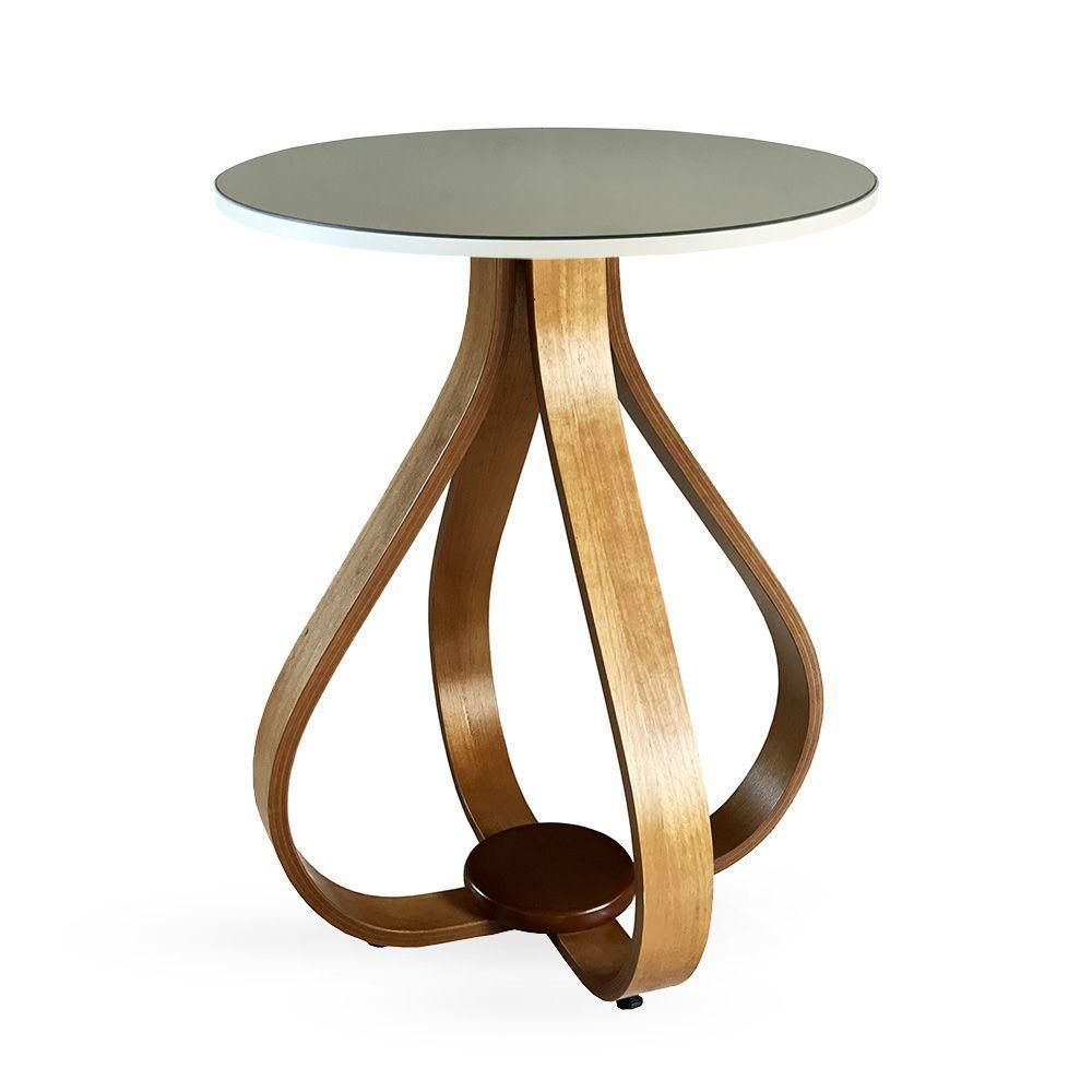 Mesa Lateral De Canto Pés Cebola 60X50Cm Espelhada Branco - 1