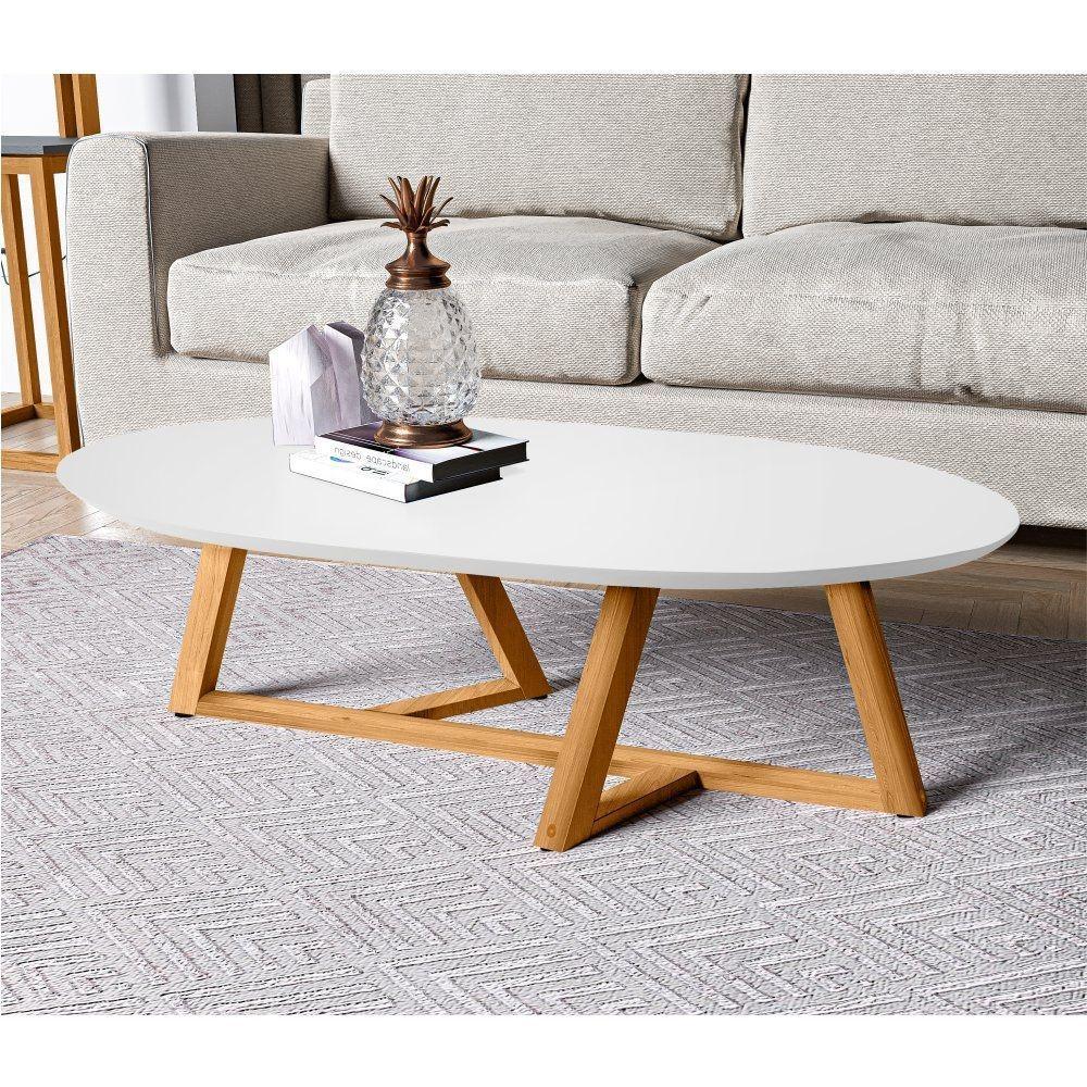 Mesa De Centro Jasper Branco Amêndoa - 1