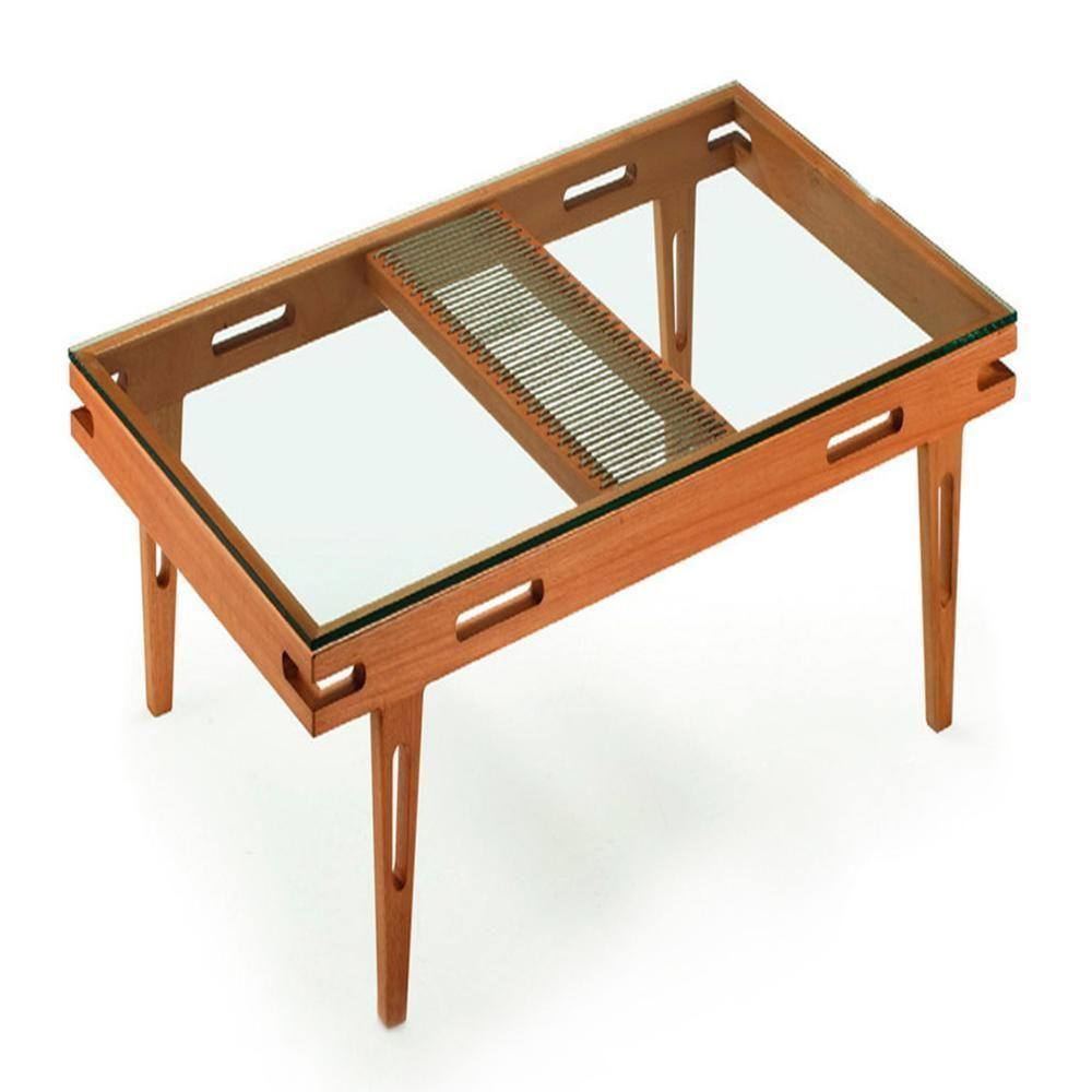 Mesa De Centro Los Ozki 90 Cm X 90 Cm Madeira Eucalipto Cedro Corda Redonda Rami E Tampo De Vidro - 1