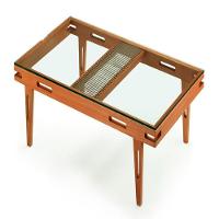 Mesa De Centro Los Ozki 90 Cm X 90 Cm Madeira Eucalipto Cedro Corda Redonda Rami E Tampo De Vidro