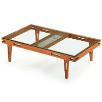 Mesa De Centro Los Ozki 150 Cm Madeira Eucalipto Cedro Corda Redonda Rami E Tampo De Vidro - 5