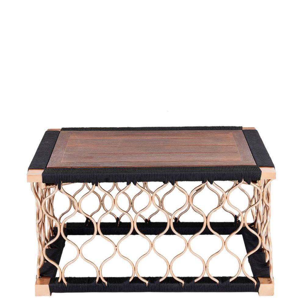 Mesa De Centro Com Tampo De Madeira E Corda Náutica - 1