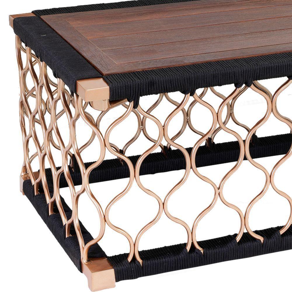 Mesa De Centro Com Tampo De Madeira E Corda Náutica - 4