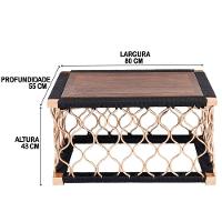 Mesa De Centro Com Tampo De Madeira E Corda Náutica - 2