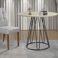 Mesa de Jantar Rubi 1,00 M Base Preta Bisart Decor Off White