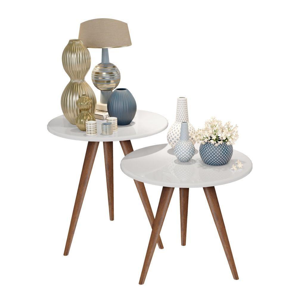 Jogo Mesa Apoio E Lateral Marlene Branco - 4