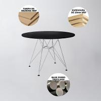 Mesa Jantar Eames Redonda Preta 90Cm Com Ferro Branco - Up Home