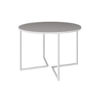 Mesa Jantar Industrial Redonda Branca 110Cm Base V Ferro Branco - 1