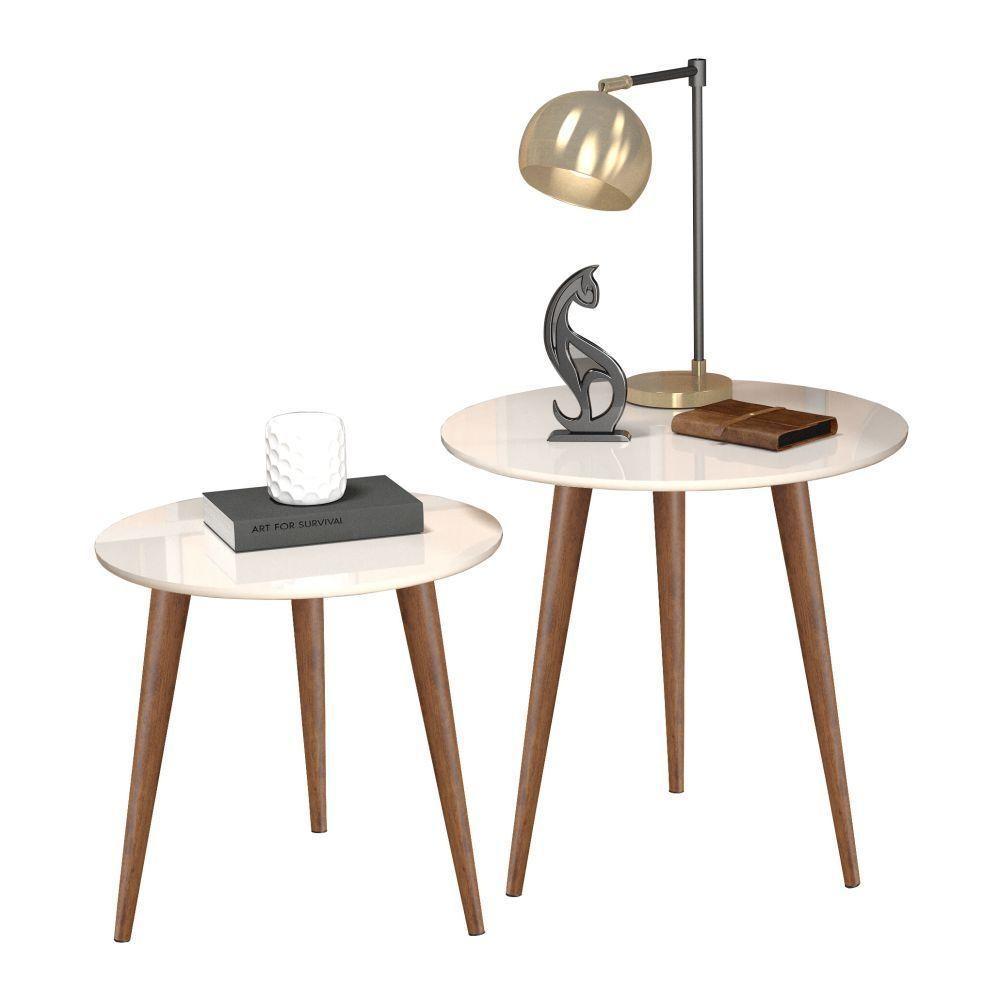 Conjunto De Mesas De Apoio E Lateral Teles Off White - 4