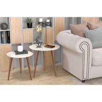 Conjunto De Mesas De Apoio E Lateral Teles Off White - 1
