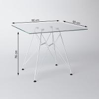 Mesa Eiffel Quadrada 90Cm Tampo De Vidro Com Base De Ferro Branco - 4