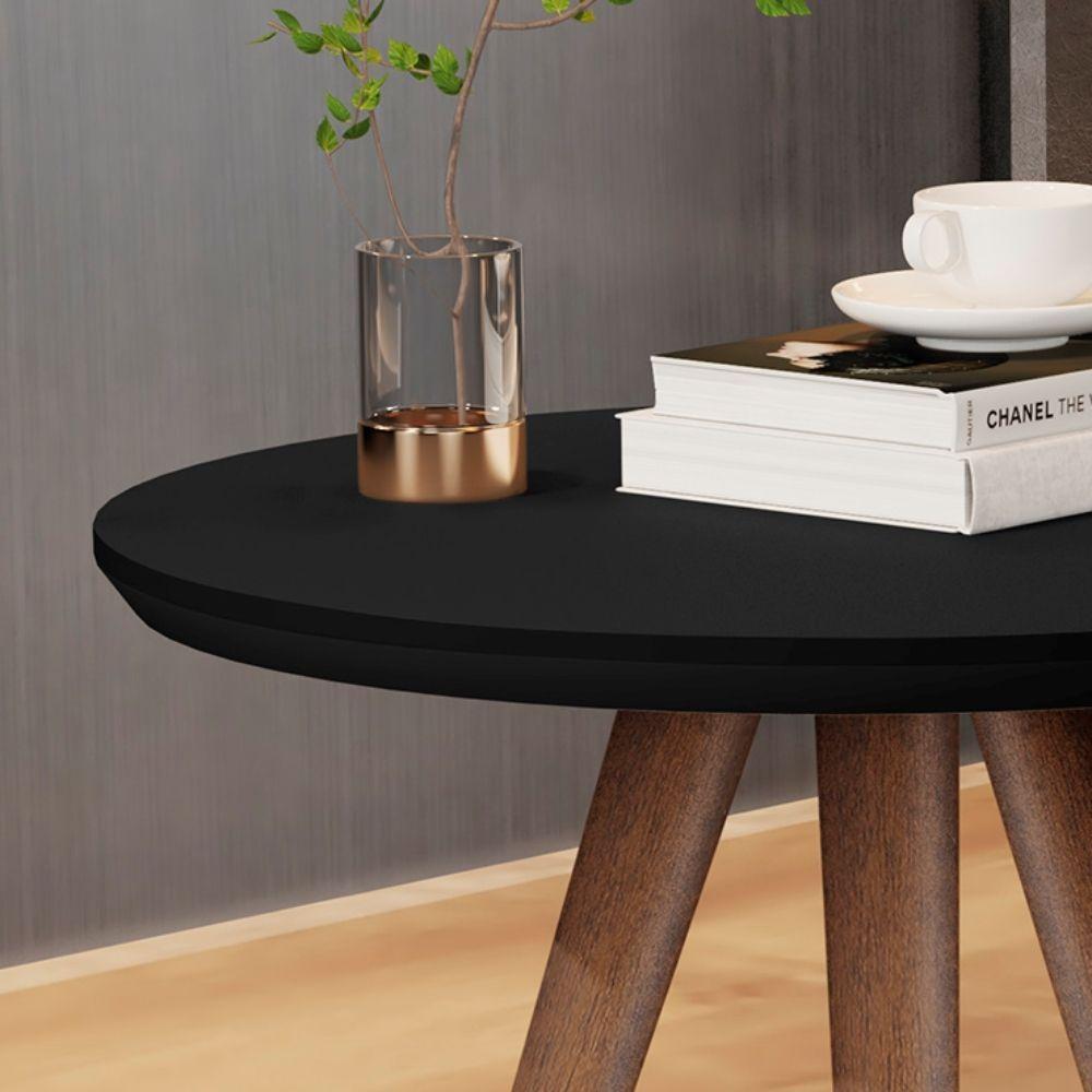 Conjunto 2 Mesas De Canto Sala Mdf Pés Palito Preto Fosco - 4