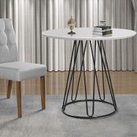 Mesa de Jantar Rubi 1,00 M Base Preta Bisart Decor Branco - 3