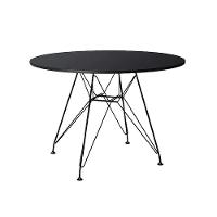Mesa Eiffel Redonda 90Cm Tampo De Madeira Preto Com Base De Ferro Preto - 1