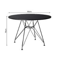 Mesa Eiffel Redonda 90Cm Tampo De Madeira Preto Com Base De Ferro Preto - 2