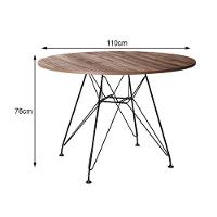 Mesa Eiffel Redonda 110Cm Tampo De Madeira Amendôa Com Base De Ferro Preto - 2