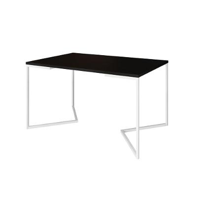 Mesa Jantar Industrial Preta Retangular 137X90Cm Base V Ferro Branco
