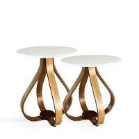 Conjunto Mesa Lateral De Canto Pés Cebola Branco - 1