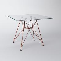 Mesa Eiffel Quadrada 90Cm Tampo De Vidro Com Base De Ferro Cobre - 1