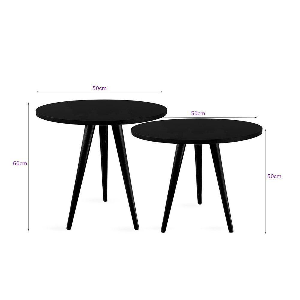Conjunto Mesa Lateral De Canto Tripé Preto - 2