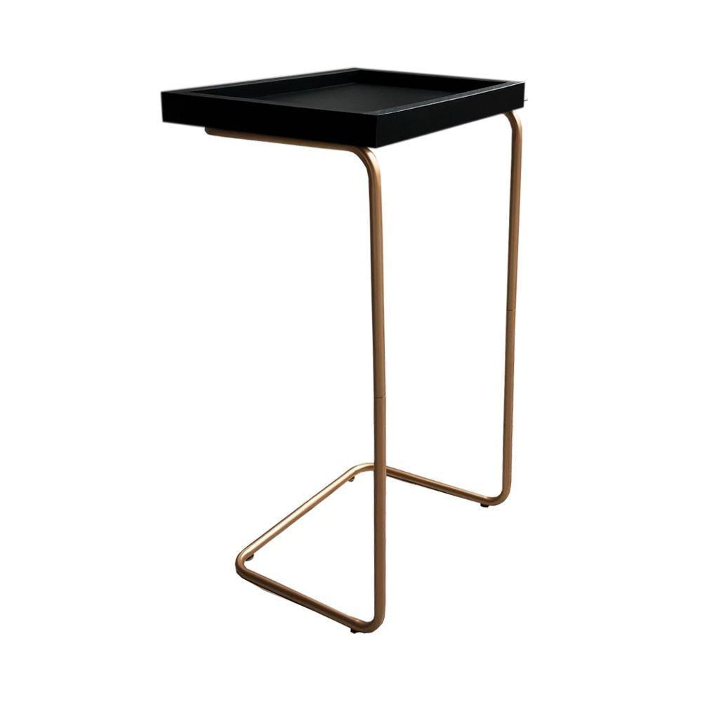 Mesa De Apoio Lateral Para Sofá Ou Cama Preta Cobre - 1