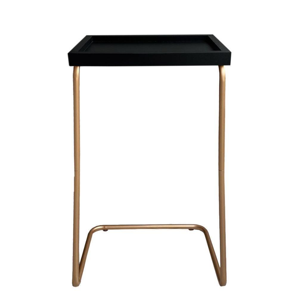 Mesa De Apoio Lateral Para Sofá Ou Cama Preta Cobre - 3