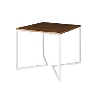 Mesa Jantar Industrial Quadrada Amêndoa 90Cm Base V Ferro Branco - 1