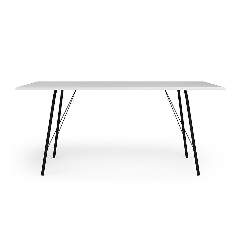 Mesa Sala De Jantar Paraty Preto 150X90Cm Tampo Branco - Branco - 3