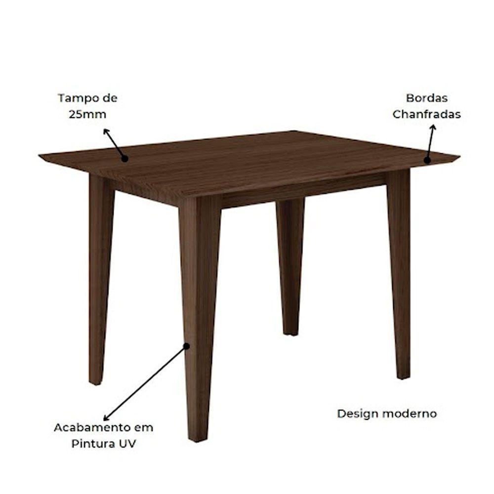 Mesa Para Sala De Jantar 120Cm Retangular Tampo Chanfrado Kate Poliman Amêndoa - 3