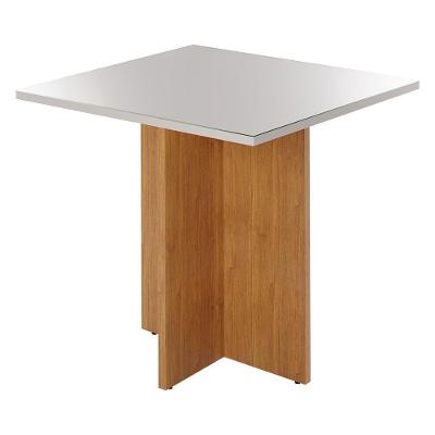 Mesa Sala De Jantar Robusta Tampo Com Vidro 90X90Cm Cinamomo/Off White Cinamomo/Off White