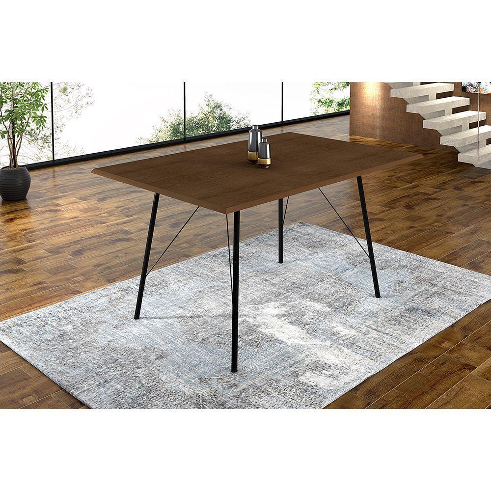Mesa Sala De Jantar Paraty Preto 120X75Cm Tampo Amêndoa - Preto - 1