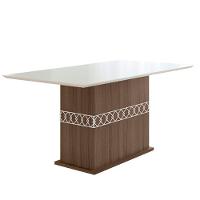 Mesa Para Sala De Jantar 160Cm Retangular Tampo Chanfrado Agata Poliman Amêndoa Com Off White - 6