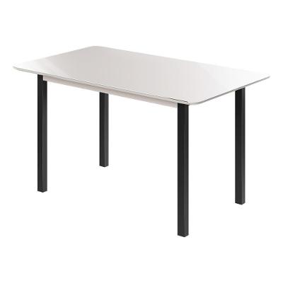Mesa Sala De Jantar Brilhante Tampo Com Vidro 120X80Cm Off White Off White