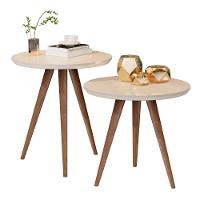 Mesinhas Lateral E Apoio Retrô Pés Palito Off White - 2