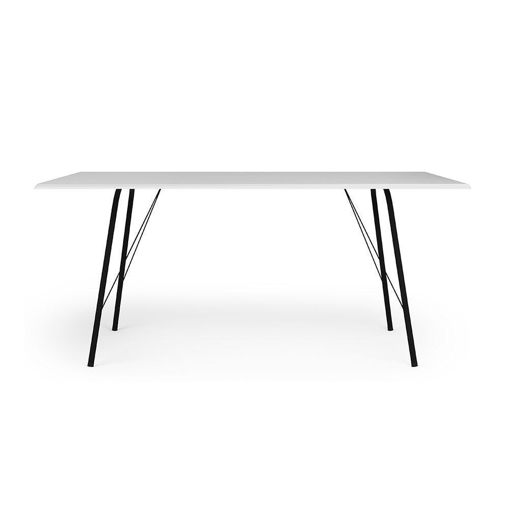 Mesa Sala De Jantar Paraty Preto 140X80Cm Tampo Branco - Branco - 3