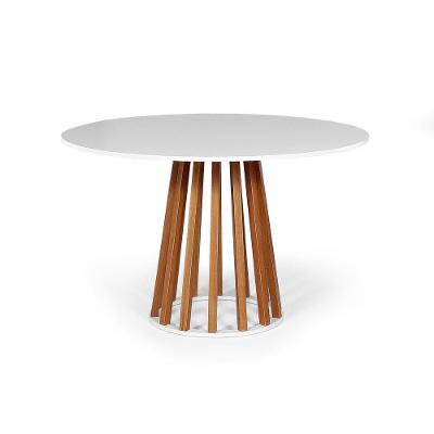 Mesa De Jantar RedondaLugares 90cm Em MdfMadeira Maciça Tália BrancaStraub Web
