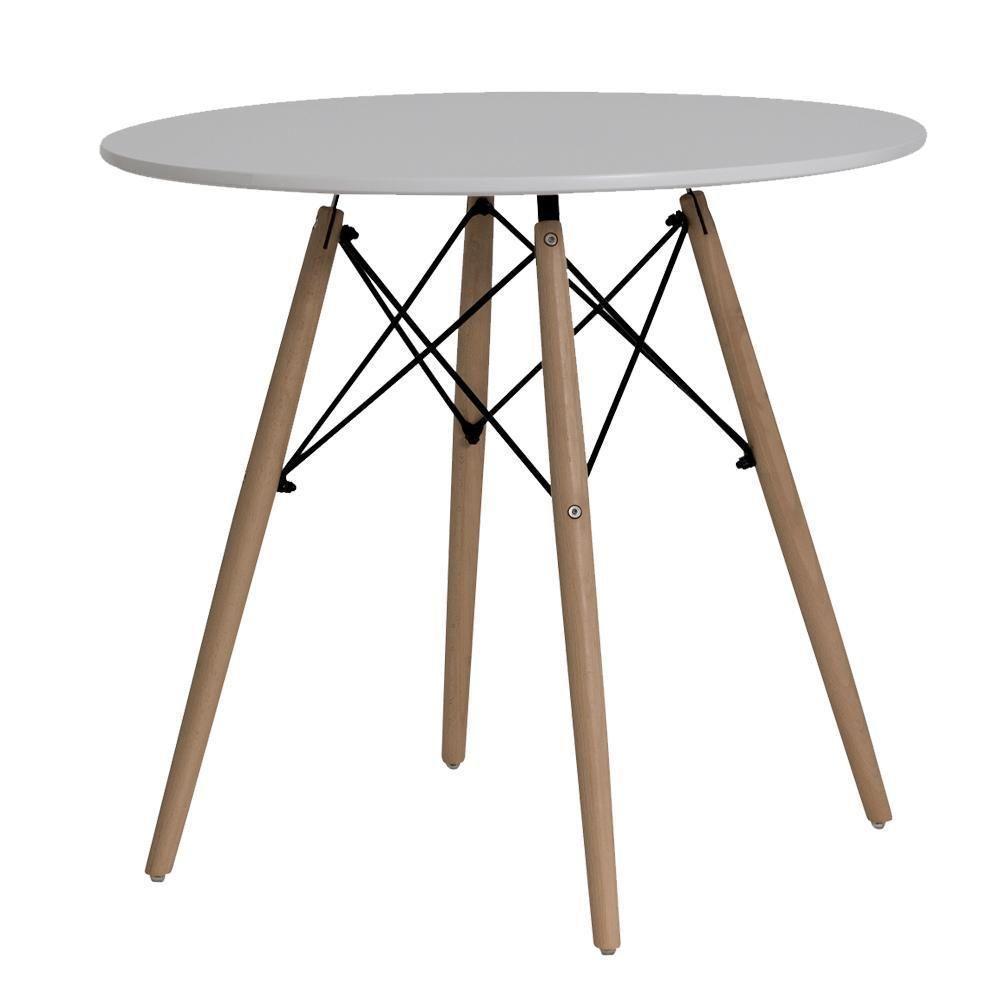 Mesa Redonda De Jantar Para 6 Lugares Charles Eames Eiffel 110cm Branco - 1
