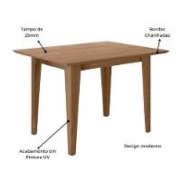 Mesa Para Sala De Jantar 120Cm Retangular Tampo Chanfrado Kate Poliman Carvalho