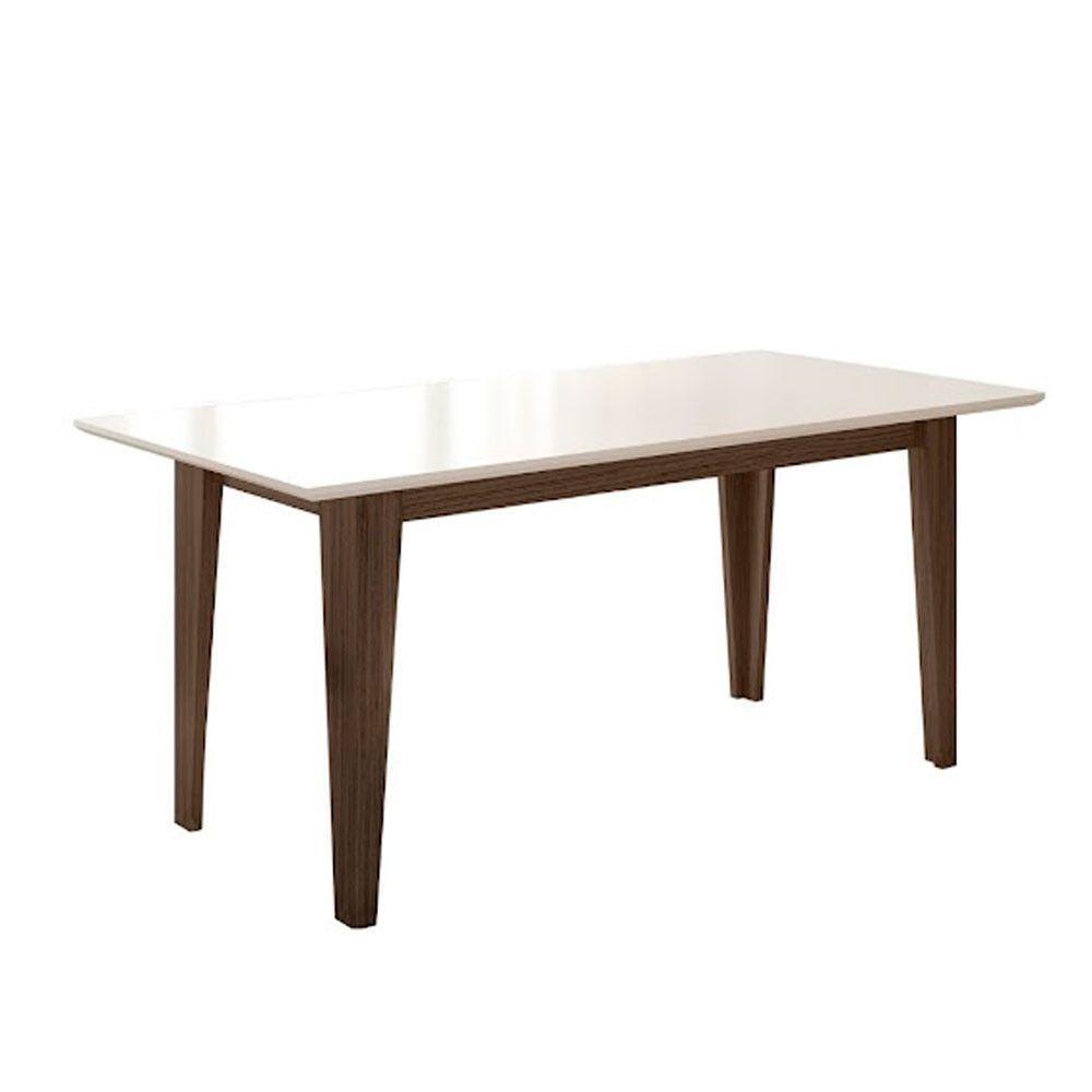 Mesa Para Sala De Jantar 160Cm Retangular Tampo Chanfrado Liz Poliman Amêndoa Com Off White - 1