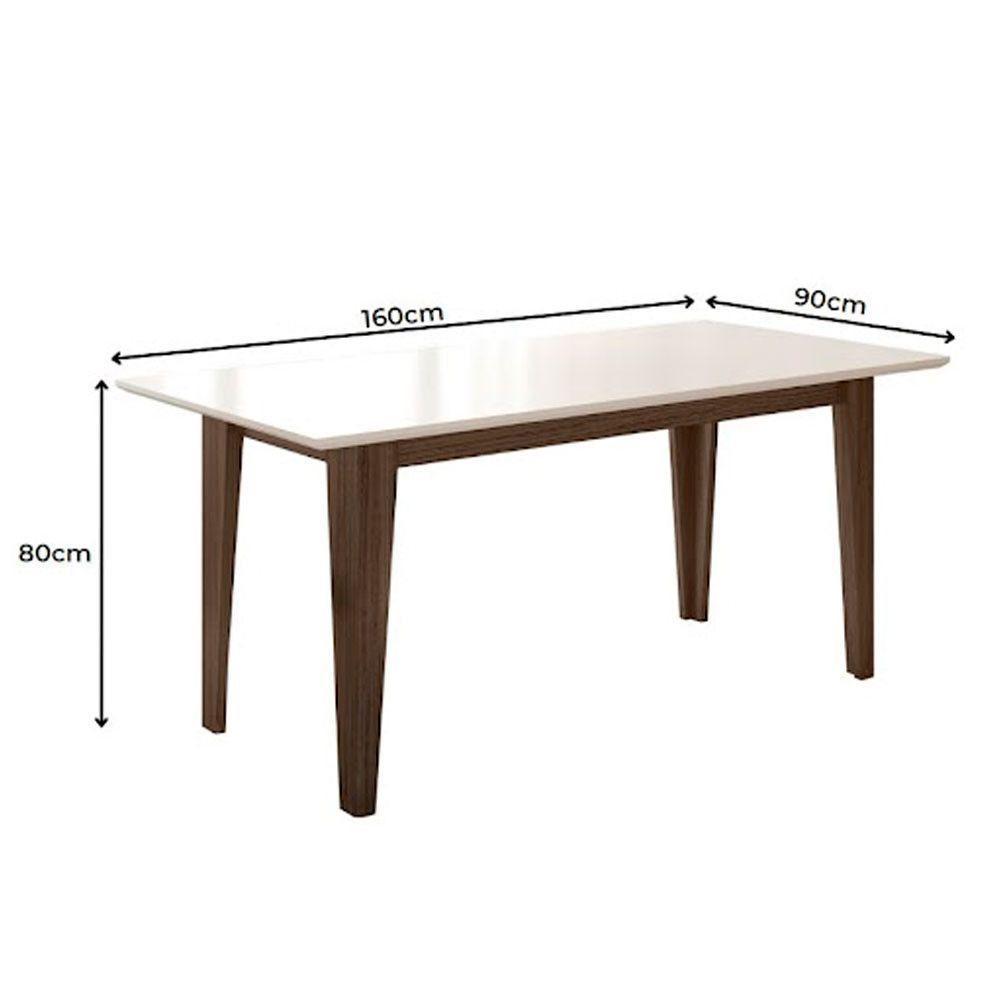 Mesa Para Sala De Jantar 160Cm Retangular Tampo Chanfrado Liz Poliman Amêndoa Com Off White - 7