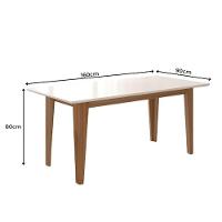 Mesa Para Sala De Jantar 160Cm Retangular Tampo Chanfrado Liz Poliman Carvalho Com Off White
