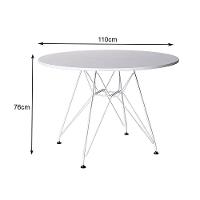 Mesa Eiffel Redonda 110Cm Tampo De Madeira Branco Com Base De Ferro Branco - 2