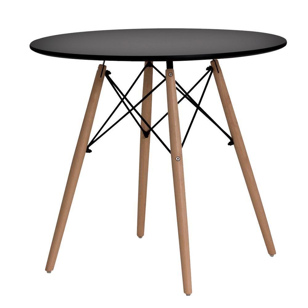 Mesa Redonda De Jantar Para 6 Lugares Charles Eames Eiffel 110cm Preto - 1