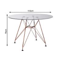 Mesa Eiffel Redonda 110Cm Tampo De Vidro Com Base De Ferro Cobre - 2