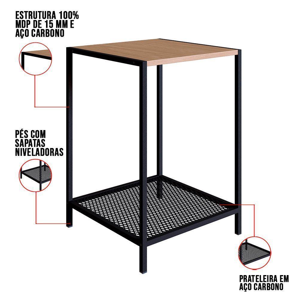 Mesa Lateral New 40 Cm Hanover E Preto - D'rossi - 2