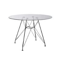 Mesa Eiffel Redonda 90Cm Tampo De Vidro Com Base De Ferro Preto - 1