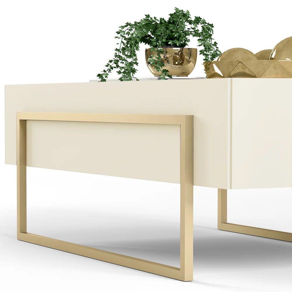 Mesa De Centro Espelhada Para Sala De Estar Suri Creme - 3